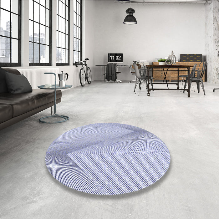 Round Patterned Lavender Blue Rug in a Office, pat423blu