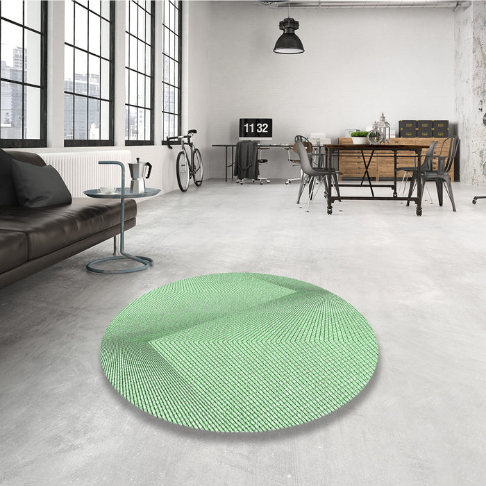 Round Patterned Mint Green Rug in a Office, pat423grn