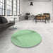 Round Patterned Mint Green Rug in a Office, pat423grn