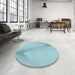 Round Patterned Electric Blue Rug in a Office, pat423lblu