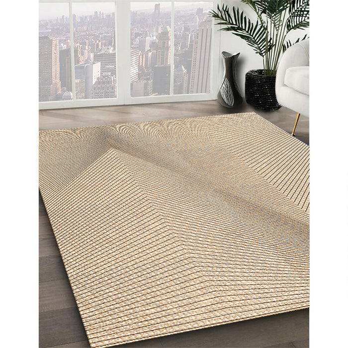 Patterned Bronze Brown Rug in Family Room, pat423org