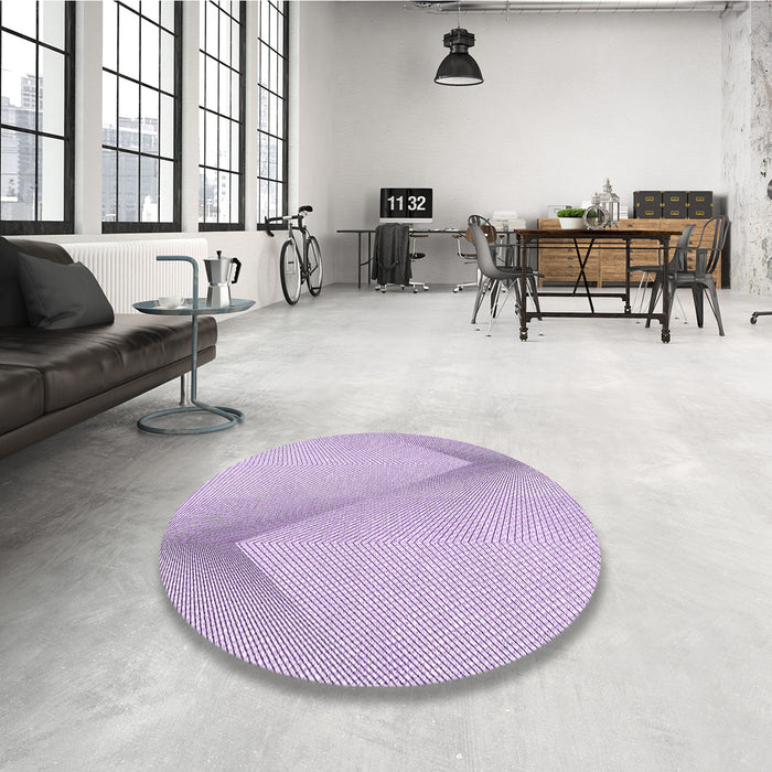 Round Patterned Lilac Purple Rug in a Office, pat423pur