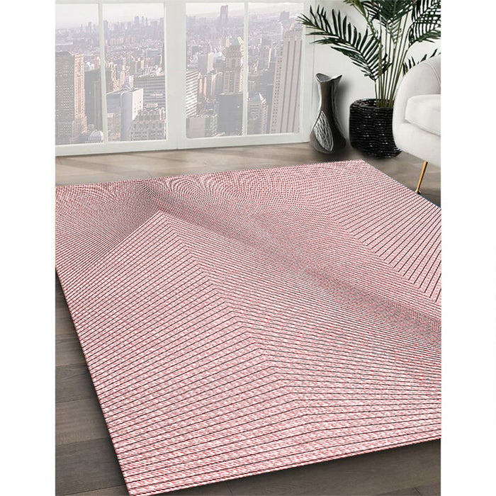 Patterned Pink Rug in Family Room, pat423rd