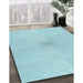 Machine Washable Transitional Electric Blue Rug in a Family Room, wshpat424lblu