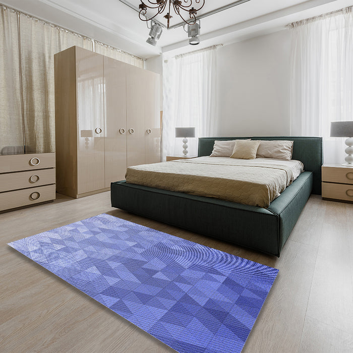 Patterned Denim Blue Rug in a Bedroom, pat425blu