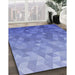 Patterned Denim Blue Rug in Family Room, pat425blu