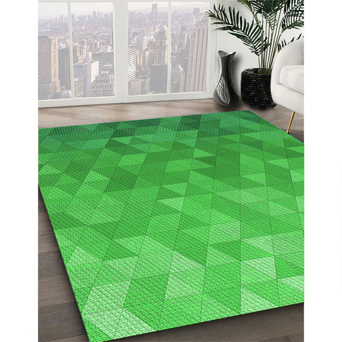 Patterned Neon Green Rug in Family Room, pat425grn