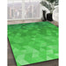 Patterned Neon Green Rug in Family Room, pat425grn