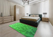 Patterned Neon Green Rug in a Bedroom, pat425grn
