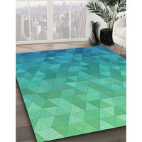 Patterned Medium Spring Green Rug, pat425lblu