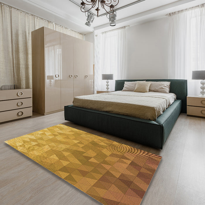 Patterned Dark Bisque Brown Rug in a Bedroom, pat425org