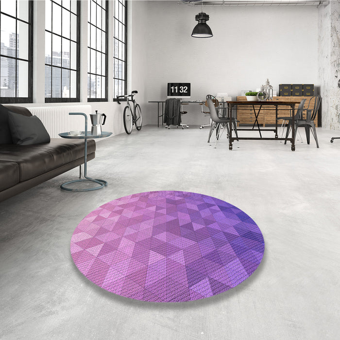 Round Patterned Violet Purple Rug in a Office, pat425pur