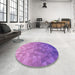 Round Patterned Violet Purple Rug in a Office, pat425pur