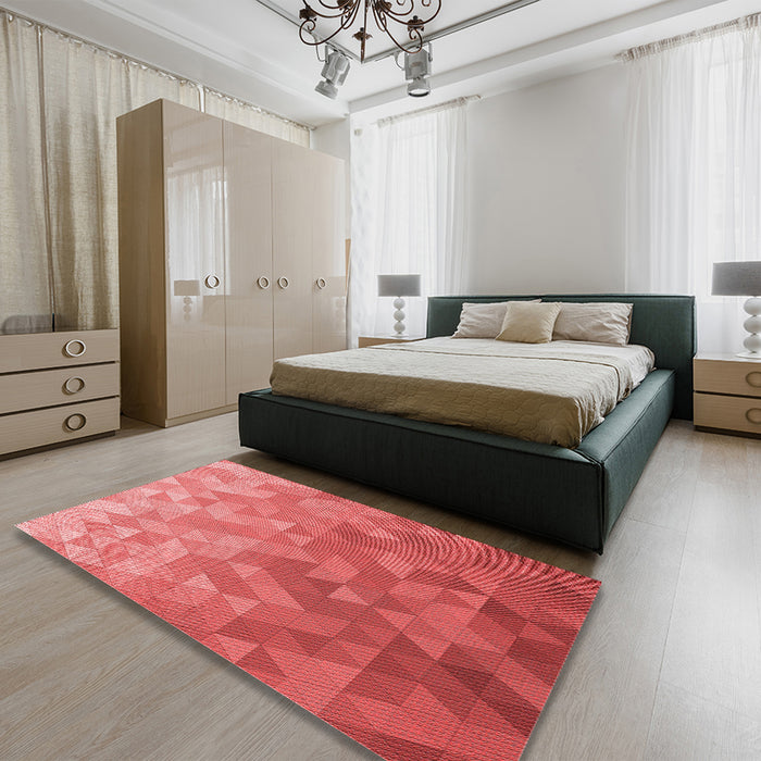 Patterned Red Rug in a Bedroom, pat425rd