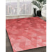 Patterned Red Rug in Family Room, pat425rd