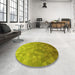 Round Patterned Dark Yellow Green Rug in a Office, pat425yw