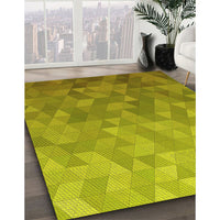 Patterned Dark Yellow Green Rug, pat425yw