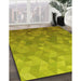 Patterned Dark Yellow Green Rug in Family Room, pat425yw