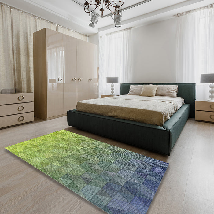 Patterned Avocado Green Novelty Rug in a Bedroom, pat425