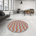 Round Machine Washable Transitional Pale Silver Gray Rug in a Office, wshpat426