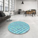 Round Patterned Blue Ivy Blue Rug in a Office, pat427lblu