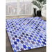 Machine Washable Transitional Royal Blue Rug in a Family Room, wshpat428blu