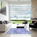 Square Patterned Royal Blue Rug in a Living Room, pat428blu