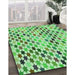 Machine Washable Transitional Green Rug in a Family Room, wshpat428grn