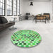 Round Patterned Green Rug in a Office, pat428grn