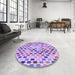 Round Patterned Blossom Pink Rug in a Office, pat428pur