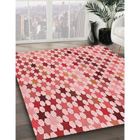 Patterned Deep Rose Pink Rug, pat428rd