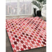 Patterned Deep Rose Pink Rug in Family Room, pat428rd