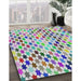 Patterned Light Jade Green Modern Rug in Family Room, pat428