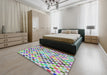 Patterned Light Jade Green Modern Rug in a Bedroom, pat428