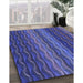 Patterned Sapphire Blue Rug in Family Room, pat429blu