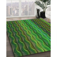 Patterned Dark Lime Green Rug, pat429grn