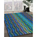 Machine Washable Transitional Deep-Sea Green Rug in a Family Room, wshpat429lblu