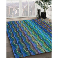 Patterned Deep-Sea Green Rug, pat429lblu