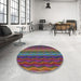 Round Patterned Plum Purple Modern Rug in a Office, pat429