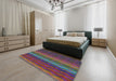 Patterned Plum Purple Modern Rug in a Bedroom, pat429