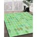 Patterned Green Rug in Family Room, pat430grn