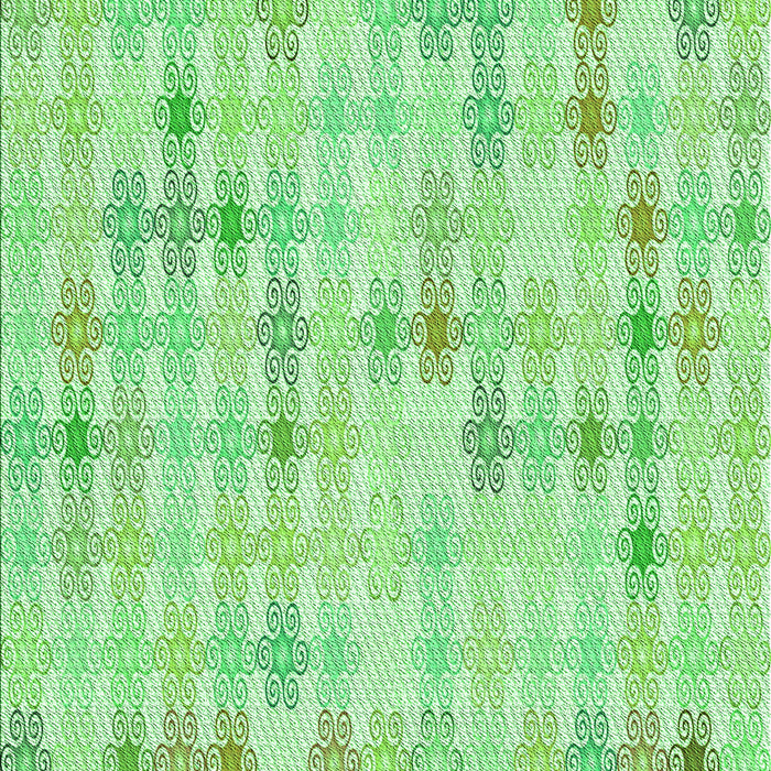 Machine Washable Transitional Green Rug, wshpat430grn