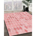 Machine Washable Transitional Light Red Pink Rug in a Family Room, wshpat430rd