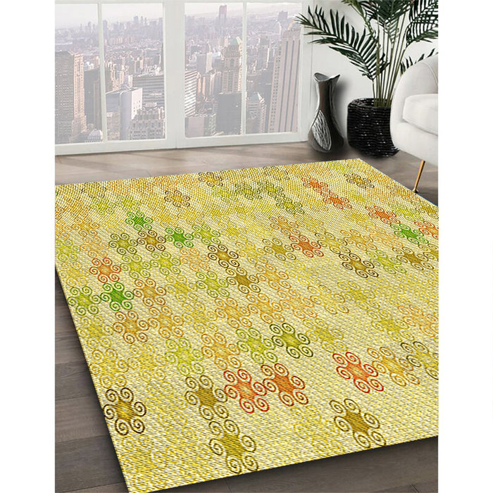 Machine Washable Transitional Orange Gold Rug in a Family Room, wshpat430yw