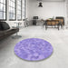 Round Patterned Medium Slate Blue Rug in a Office, pat431pur