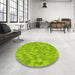 Round Patterned Green Rug in a Office, pat431yw