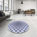 Round Patterned Lavender Blue Rug in a Office, pat432blu