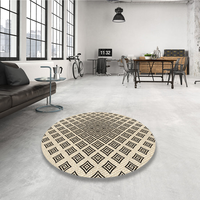 Round Patterned Coffee Brown Rug in a Office, pat432brn