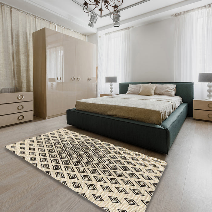 Patterned Coffee Brown Rug in a Bedroom, pat432brn