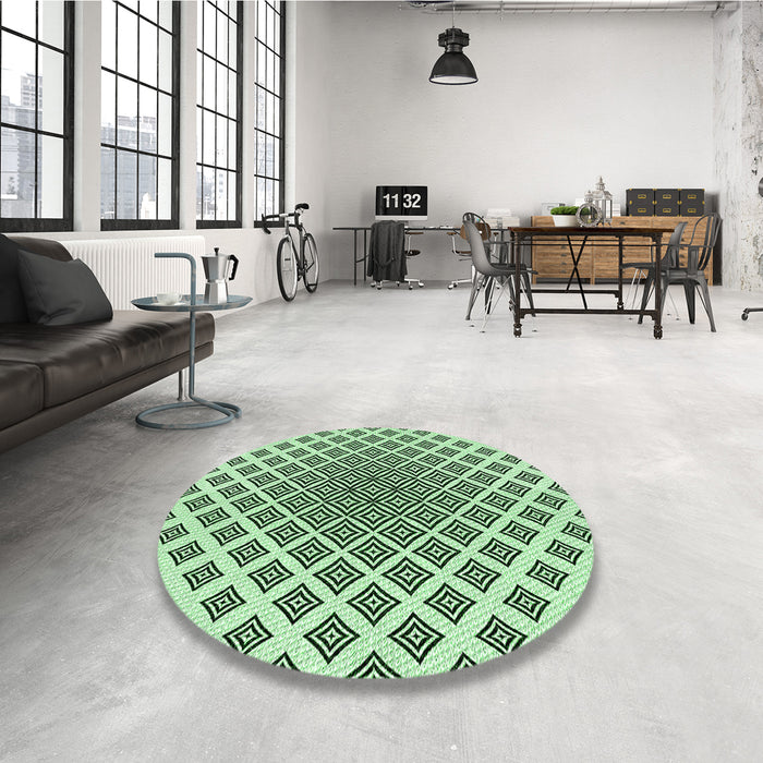 Round Patterned Mint Green Rug in a Office, pat432grn